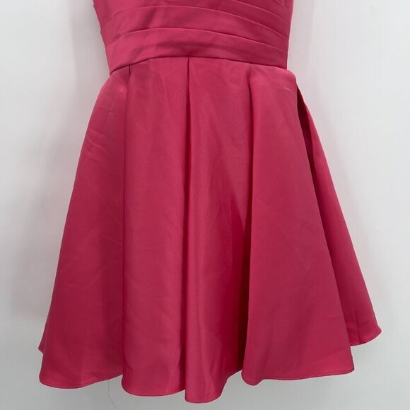 Stacees One Shoulder Sleeveless Pleated Built In Bra Lined Mini Dress Women's - Picture 4 of 14